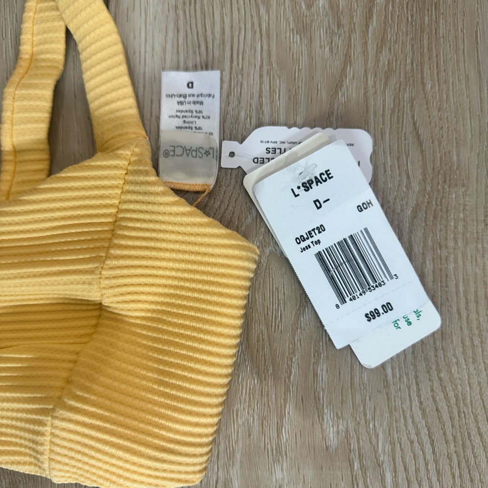 l*space Pale Yellow Ribbed Bikini Top - Picture 5 of 5